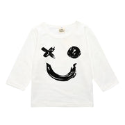 Tシャツ ベビー キッズ カットソー トップス 長袖 クルーネック スマイル シンプル かわいい かっこいい おしゃれ 赤ちゃん 子供 女の子 男の子
