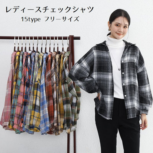チェックシャツ チェックブラウス レディース 長袖シャツ 格子 チェック 商品画像