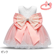 ドレス ノースリーブ ヘアバンド付き 2点セット 子供服 キッズ ベビー 女の子 ワンピース 袖なし Vネック リボン レース チュール チュチュ ヘアゴム ふんわり ラインストーン ツートンカラー 単色 背中ファスナー メッシュ キュート かわいい 上品 フォーマル 発表会 結婚式 イベント パーティ コスプレ 誕生会 プレゼント ギフト ピンク 赤 紫 白