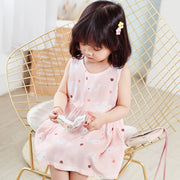 ワンピース ノースリーブ ベビー キッズ 子供服 女児 女の子 ラウンドネック 膝丈 ミディアム フレア ウエスト切り替え 春 夏 可愛い キュート カラバリ豊富