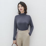 カットソー 長袖 ハイネック タートルネック レディース 女性 婦人服 トップス 無地 単色 シンプル プルオーバー 定番 おしゃれ 大きいサイズ