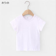 Tシャツ 半袖 子供用 キッズ ジュニア 男の子 女の子 トップス ラウンドネック 無地 通園 通学 シンプル ベーシック ホワイト ブラック グレー ブルー ピンク 白 黒 青