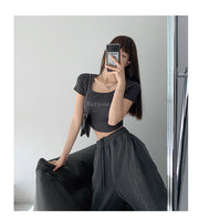 Tシャツ 半袖 レディース 女性用 婦人服 トップス カットソー チビT ショート丈 へそ出し スクープドネック 大きいサイズ