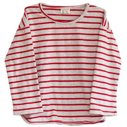 カットソー Tシャツ 長袖 キッズ トップス 子供服 女の子 ロングTシャツ 中袖 プルオーバー 丸首 ラウンドネック ボーダー ストライプ ふんわり シンプル おしゃれ かわいい お出掛け ガールズ