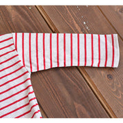 カットソー Tシャツ 長袖 キッズ トップス 子供服 女の子 ロングTシャツ 中袖 プルオーバー 丸首 ラウンドネック ボーダー ストライプ ふんわり シンプル おしゃれ かわいい お出掛け ガールズ