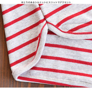 カットソー Tシャツ 長袖 キッズ トップス 子供服 女の子 ロングTシャツ 中袖 プルオーバー 丸首 ラウンドネック ボーダー ストライプ ふんわり シンプル おしゃれ かわいい お出掛け ガールズ