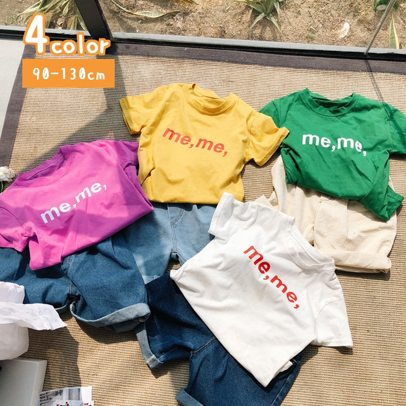 Tシャツ 半袖 丸首 クルーネック キッズ 子供服 男女兼用 女の子 男の子 英字プリント シンプル かわいい おしゃれ 90 100 110 120 130