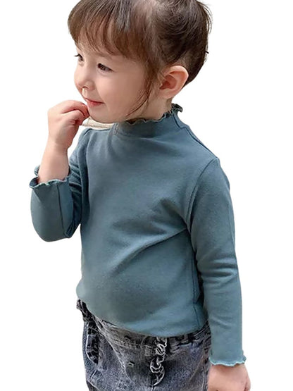 カットソー ニットソー 長袖 ハイネック トップス キッズ ブルー バリエーション画像