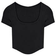 カットソー 半袖 レディース トップス 単品 スクエアネック 無地 単色 リブ ショート丈 Tシャツ 定番 着回し フィット セクシー シンプル 可愛い カジュアル おしゃれ お出かけ 女の子 女性用 婦人服 白 黒 ブラウン