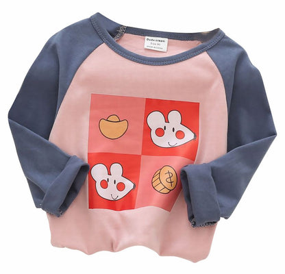 Tシャツ カットソー 長袖 トップス キッズ ベビー ネズミ バリエーション画像
