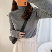 カットソー 長袖 ハイネック ボトルネック 細リブ レディース 婦人服 シンプル 無地 トップス おしゃれ オフィスファッション 通勤 普段使い デイリー 防寒