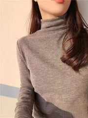 カットソー 長袖 ハイネック ボトルネック 細リブ レディース 婦人服 シンプル 無地 トップス おしゃれ オフィスファッション 通勤 普段使い デイリー 防寒