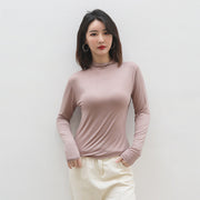 カットソー 長袖 ロンT ロングTシャツ レディース 大きいサイズ トップス ハイネック オフネック 無地 シンプル カジュアル