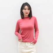 カットソー 長袖 ロンT ロングTシャツ レディース 大きいサイズ トップス ハイネック オフネック 無地 シンプル カジュアル
