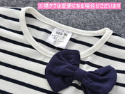 ワンピース 長袖 子供服 ラウンドネック キッズ ベビー 女の子 ミニスカート丈 フレア ボーダー柄 リボン 可愛い おしゃれ 春 秋