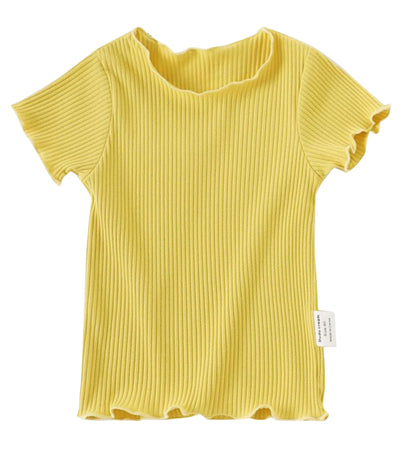 半袖カットソー リブニット 子供服 キッズ ベビー 男の子 イエロー バリエーション画像