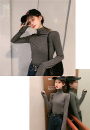 カットソー Tシャツ レディース トップス 長袖 ハイネック ハイネックカットソー ハイネックTシャツ 無地 シンプル カジュアル