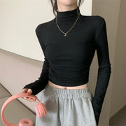 カットソー 長袖 ロングTシャツ レディース 女性 トップス ハイネック 無地 単色 シンプル 大きいサイズあり 着回し力 合わせやすい お洒落 お出かけ 普段使い 婦人服