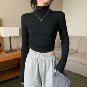 カットソー 長袖 ロングTシャツ レディース 女性 トップス ハイネック 無地 単色 シンプル 大きいサイズあり 着回し力 合わせやすい お洒落 お出かけ 普段使い 婦人服
