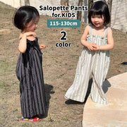 サロペットパンツ オールインワン キッズ 子供服 女の子 男の子 ロングパンツ ワイドパンツ 長ズボン ポケット付き つなぎ ゆったり 楽ちん 可愛い カジュアル おしゃれ 子ども服