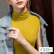 カットソー ノースリーブ レディース ハイネック タートルネック トップス 無地 単色 タイト スリム すっきり 大人 シンプル 重ね着 着回し 袖なし プルオーバー デイリー カジュアル オフィス お出かけ 女性用 婦人用