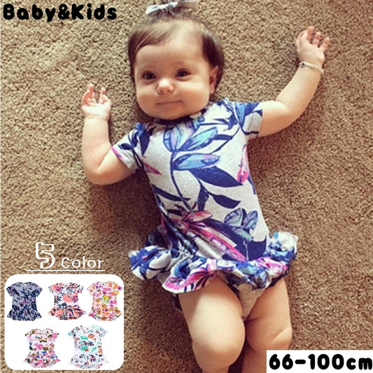 ロンパース ベビー ラウンドネック 半袖 女の子 フリルスカート 商品画像