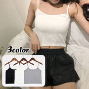 キャミソール 単品 レディース 女性 トップス ラウンドネック ノースリーブ ショート丈 へそ出し インナー 無地 シンプル カジュアル