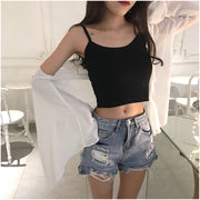 キャミソール 単品 レディース 女性 トップス ラウンドネック ノースリーブ ショート丈 へそ出し インナー 無地 シンプル カジュアル