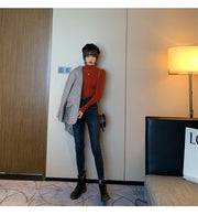 ハーフタートルネックニット 長袖 レディース トップス ニット タートルネック ハイネック かわいい 可愛い おしゃれ シンプル 無地 カジュアル きれいめ カラバリ豊富 白 赤 黒