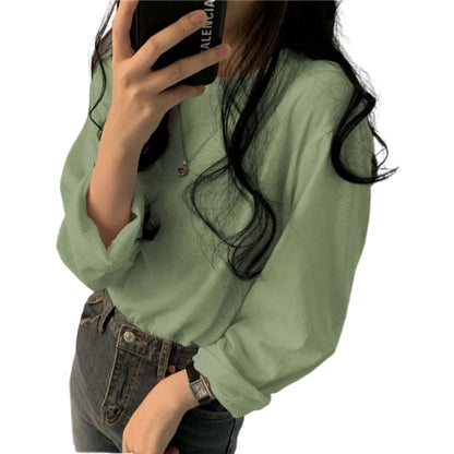 ロングTシャツ ロンT 長袖 レディース トップス カットソー グラスグリーン バリエーション画像