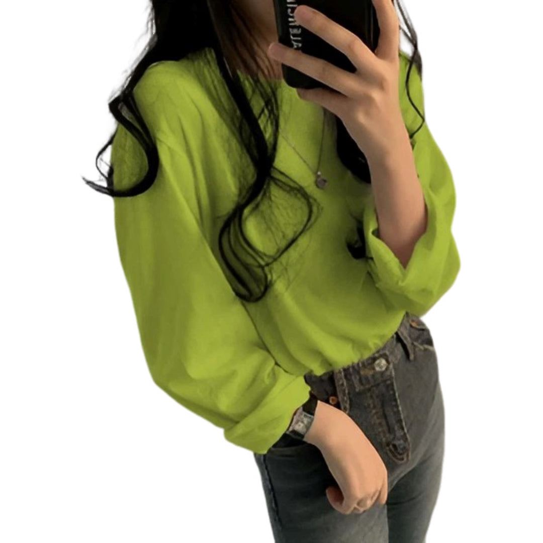 ロングTシャツ ロンT 長袖 レディース トップス カットソー グリーン バリエーション画像