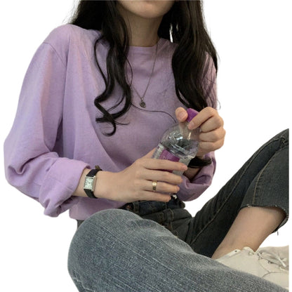 ロングTシャツ ロンT 長袖 レディース トップス カットソー ライトパープル バリエーション画像