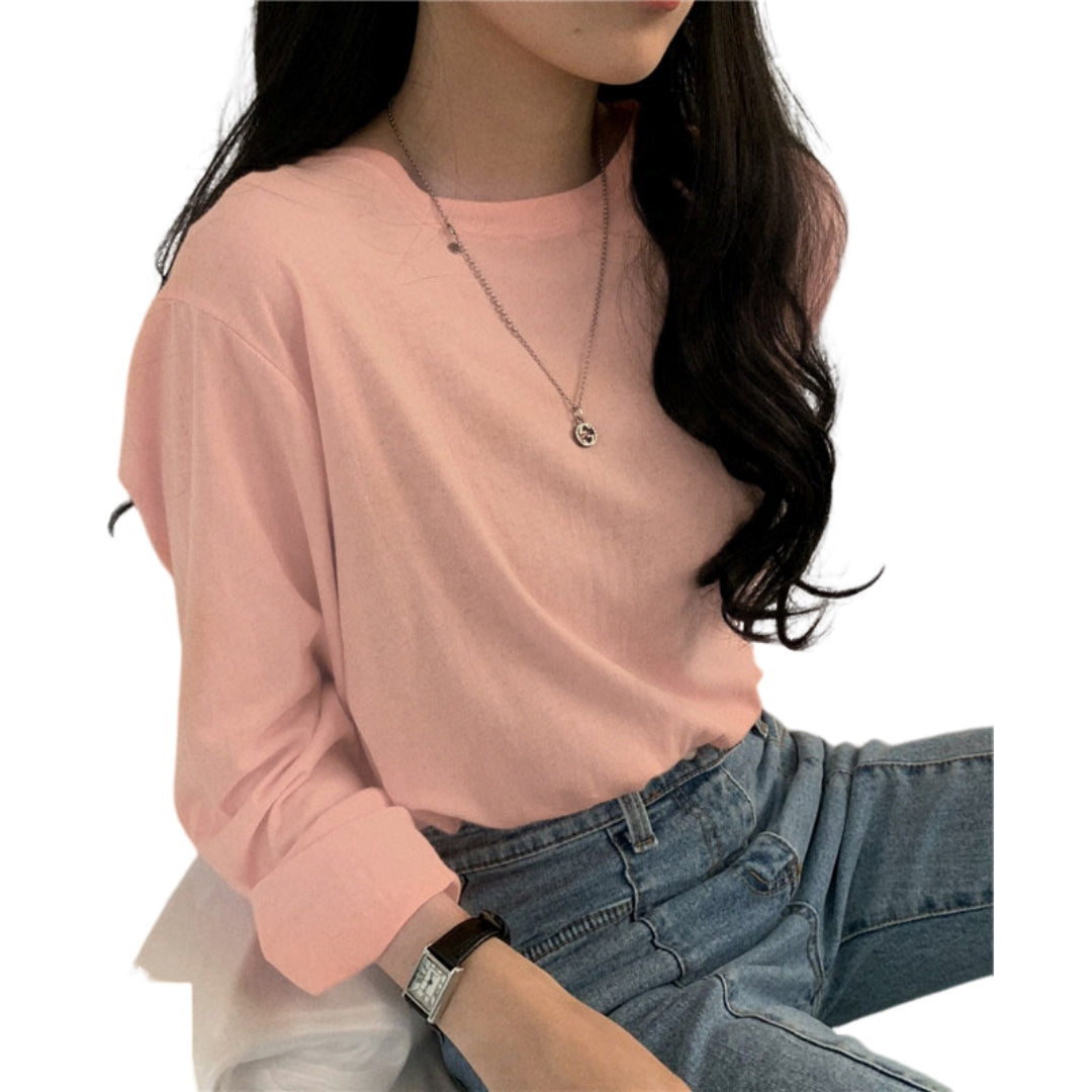 ロングTシャツ ロンT 長袖 レディース トップス カットソー オレンジ バリエーション画像