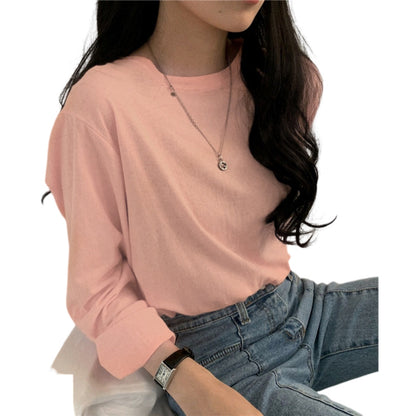 ロングTシャツ ロンT 長袖 レディース トップス カットソー オレンジ バリエーション画像