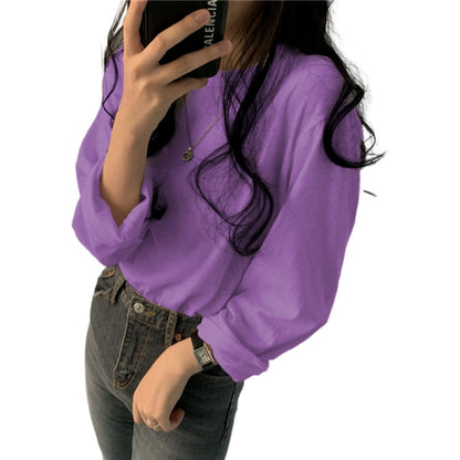 ロングTシャツ ロンT 長袖 レディース トップス カットソー パープル バリエーション画像