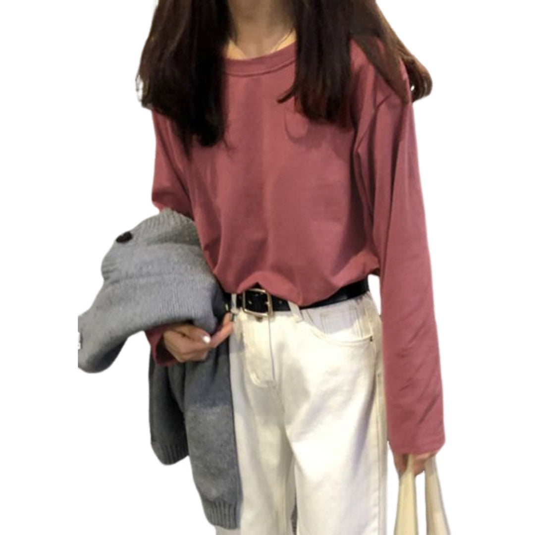 ロングTシャツ ロンT 長袖 レディース トップス カットソー レンガ バリエーション画像