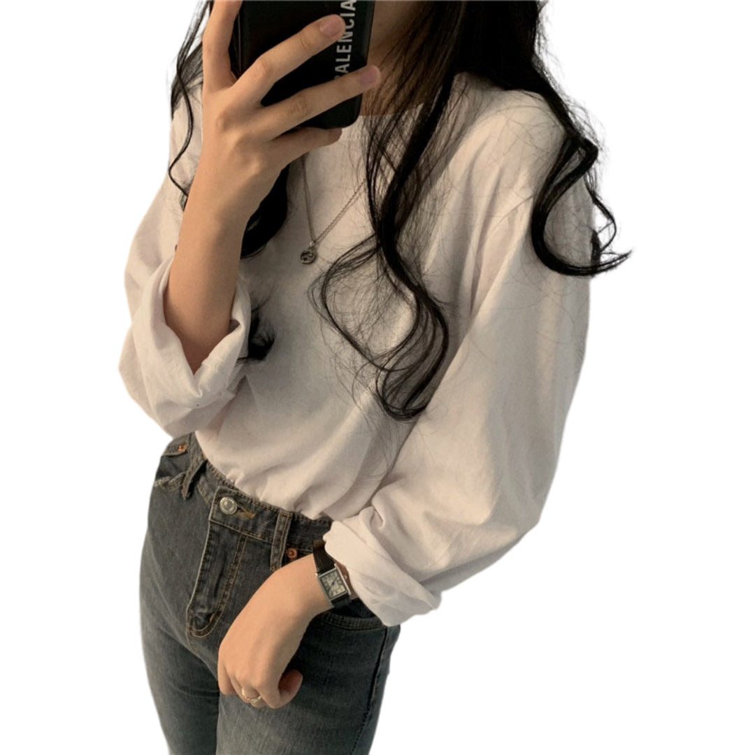 ロングTシャツ ロンT 長袖 レディース トップス カットソー ホワイト バリエーション画像