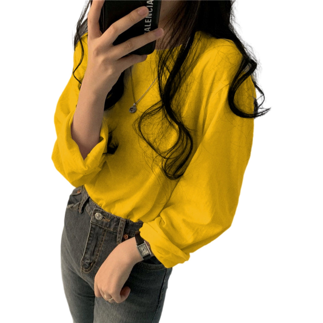 ロングTシャツ ロンT 長袖 レディース トップス カットソー イエロー バリエーション画像