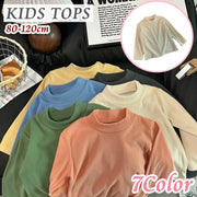 カットソー 長袖 キッズ ジュニア 子供 女の子 男の子 トップス ロングTシャツ ハイネック 無地 シンプル 着回し 重ね着 秋冬 合わせやすい 80 90 100 110 120