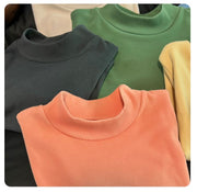 カットソー 長袖 キッズ ジュニア 子供 女の子 男の子 トップス ロングTシャツ ハイネック 無地 シンプル 着回し 重ね着 秋冬 合わせやすい 80 90 100 110 120
