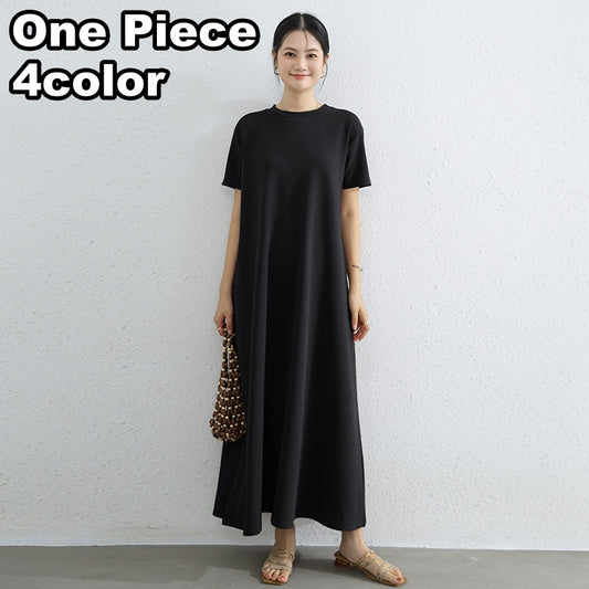 Tシャツワンピース 半袖 レディース ロング丈 ラウンドネック プルオーバー 商品画像