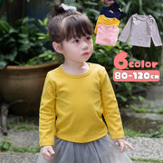 長袖Tシャツ カットソー 子供服 こども服 ベビー服 ベビーウェア トップス 春秋冬 無地 シンプル ロングスリーブ クルーネック ラウンドネック キッズ 男の子 女の子 男児 女児 幼児 小学生 80cm  90cm  100cm 110cm 120cm