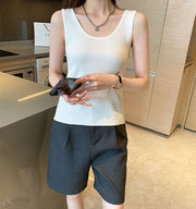 タンクトップ ノースリーブ レディース 大きいサイズ トップス インナー カットソー 部屋着 薄手 スリム Uネック リブ 無地