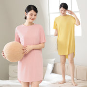 ルームウェア ワンピース レディース Tシャツワンピース ミニ丈 ショート丈 半袖 ラウンドネック プルオーバー 大きいサイズ有 シンプル 無地 単色 おしゃれ かわいい カジュアル ナイトウェア 寝間着 寝巻き 部屋ぎ 女性用 婦人用