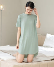 ルームウェア ワンピース レディース Tシャツワンピース ミニ丈 ショート丈 半袖 ラウンドネック プルオーバー 大きいサイズ有 シンプル 無地 単色 おしゃれ かわいい カジュアル ナイトウェア 寝間着 寝巻き 部屋ぎ 女性用 婦人用