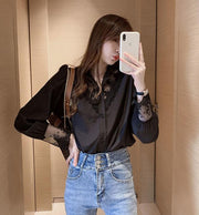 ブラウス シャツ 長袖 レース レディース 女性 トップス ボタン 前開き 花柄 透け感 シンプル カジュアル ビジネス オフィス 上品 エレガント 大人 華やか ホワイト ブラック 黒 白 着回し おしゃれ かわいい 婦人用 大きいサイズ