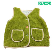 ベスト ボア もこもこ ベビー キッズ 子供用 男の子 女の子 上着 暖かい 防寒 前ボタン 前開き ポケット カジュアル シンプル かわいい おしゃれ 男児 女児 乳幼児 園児 春 秋 冬 着回し 定番 普段着 お出かけ 外出 公園遊び