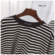 Tシャツ 半袖Tシャツ カットソー レディース 女性用 プルオーバー 半袖 ラウンドネック ボーダー ストライプ ゆったり カジュアルコーデ かわいい おしゃれ