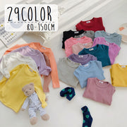 長袖Tシャツ Tシャツ 長袖 カットソー キッズ 子供服 ベビー ジュニア 女の子 男の子 トップス 無地 シンプル 着回し 定番 かわいい カジュアル お出かけ 通学 通園 カラバリ豊富