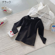 長袖Tシャツ Tシャツ 長袖 カットソー キッズ 子供服 ベビー ジュニア 女の子 男の子 トップス 無地 シンプル 着回し 定番 かわいい カジュアル お出かけ 通学 通園 カラバリ豊富
